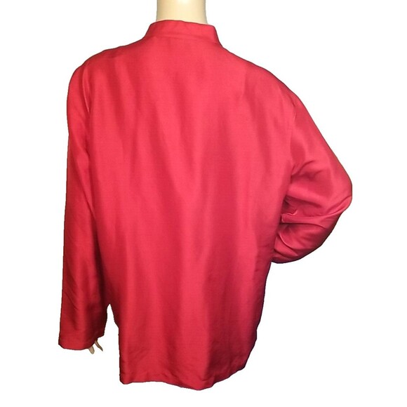 Vintage Clio 100% Silk Womens Red Asian Style Long Sleeve Blouse Sz Large    T56 - Picture 3 of 8